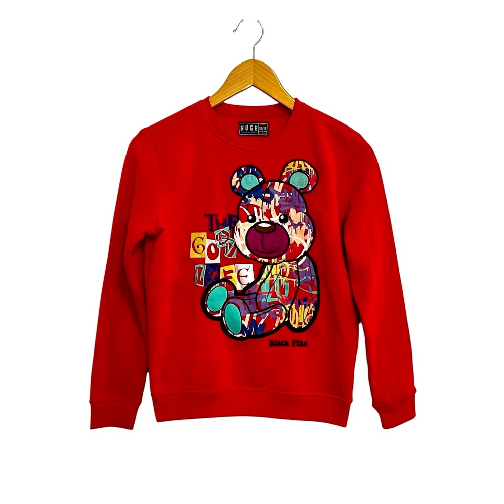 Huge Fashion Exchange Crewneck Sweatshirt Kids Size 10/12 Big Bear Embroidered